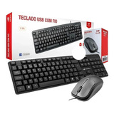 Kit Escritório Teclado E Mouse Óptico Com Fio Usb Barato