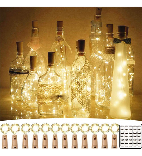 Luces Para Botellas Luz Corcho Tira Led 2m 20led 12piezas