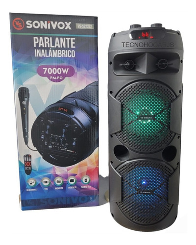 Cabina De Sonido Bluetooth + Micrófono Luces Led 7000w Fm