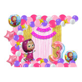 Kit Decoración Globos Para Fiesta Masha Y El Oso (96 Pzas)