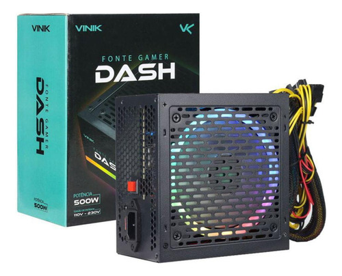 Fonte Gamer Atx 500w Real Vinik Dash Rgb Vfg500wpr 110/220