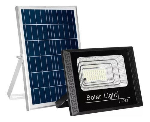 Reflector Led Con Panel Solar Exterior 50w Luz Fria