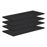  Kit 6 Prateleiras 70x30 Preto Mdf Suporte Grátis 70306p