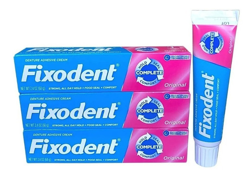 3 Fixodent 68g - 100% Original (3 Tubos) Unico Frete