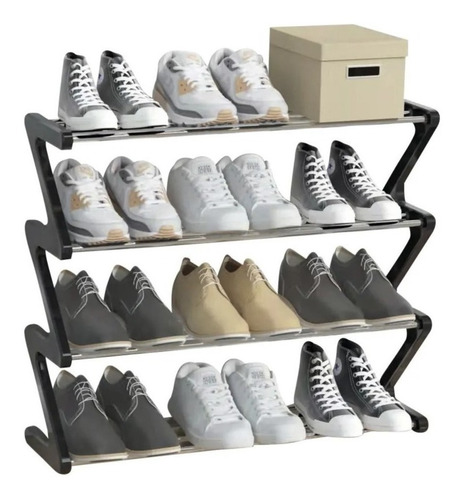 Sapateira Rack Organizador Porta 12 Sapatos Sandália Tênis Cor Preto