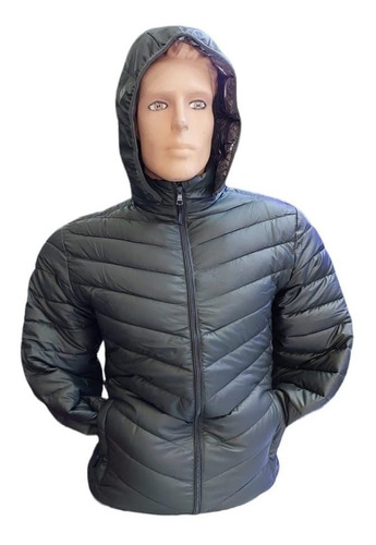 Chaqueta Parka Hombre Termica Con Gorro Manga Larga