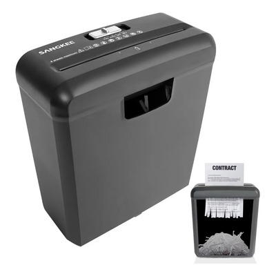SANGKEE Trituradora De Papel Y Tarjetas De Crédito, Trituradora Con Capacidad Para 6 Hojas Y Papelera De 10l, Máquina Trituradora De Corte A Rayas, Fácil de Usar y Limpiar, Ideal para Hogar y Oficina | Meses sin interés