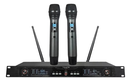 Microfone Sem Fio Wireless Uhf De Mão Duplo Profissional 60m Cor Preto