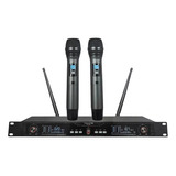 Microfone Sem Fio Wireless Uhf De Mão Duplo Profissional 60m Cor Preto