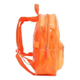 Mochila Costas Transparente Com Bolsa Removível Neon - Roxa Cor Laranja Desenho Do Tecido Transparente Neon