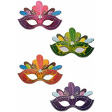 Máscara Carnaval Papel Cartonado Colorida 10 Un  Cor Variada Carnaval Colorida