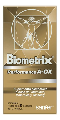 Suplemento Biometrix Performance A-ox Ginseng 30caps Sabor Sin Sabor