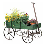 Carreta Decorativa Amish Para Jardín, Verde.