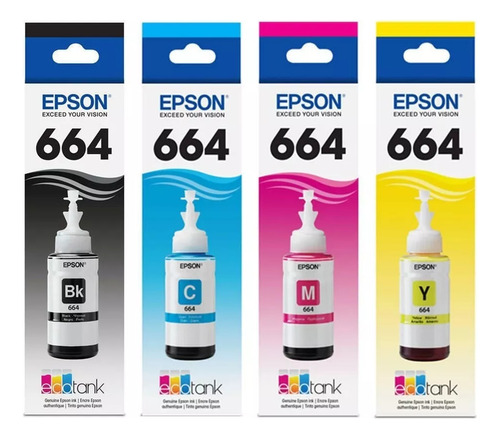 Tinta Epson 4colores 664 L200 L210 L300 L355 L455 L555 L1300