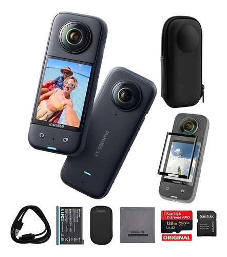 Câmera De Vídeo Insta360 X3 5.7k Preta Envio Imediato No Br