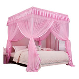 Malha De Cama Princess Com Toldo Rosa Para Cama King Size