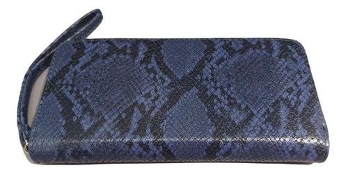 Billetera Rusty Kayser Mujer Reptil Azul Y Negro