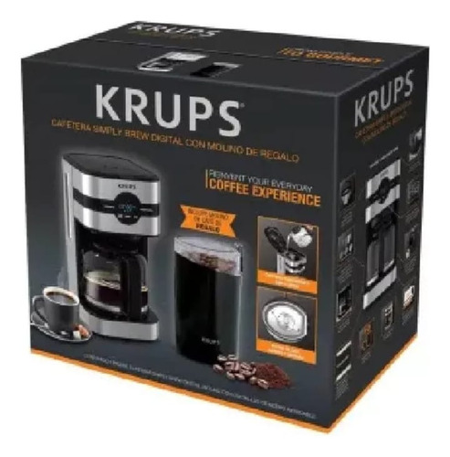 Combo Cafetera Krups Simply Brew 1.5 Litros + Molino 10 Tzs