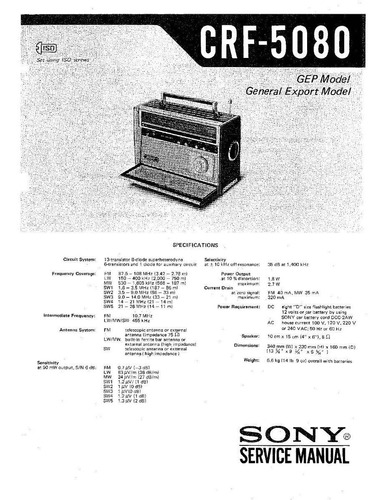 Radio Sony - Crf-5080 - Esquemas - Envio Só Por Email