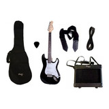 Combo Guitarra Electrica Parquer Stratocaster Negra Ampli 5w