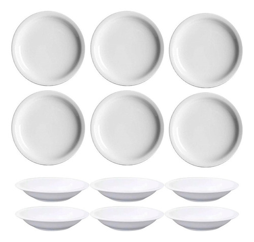 12 Platos Olmos Verona Playo + Hondo Gastronomico Porcelana 