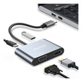 Adaptador Usb C A Hdmi Vga Usb3.0 4k 4 En 1