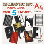 Cuaderno Música Pentagramado A4 Tapa Dura Pack 5 Unid. C/pk