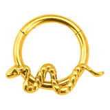 Piercing Titanio Septum Diseño Serpiente Clicker Dorado 8mm