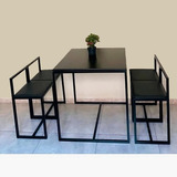 Conjunto Mesa 4 Cadeiras Pequena Estofado Preto Black Box