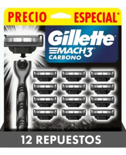 12 Repuestos Gillette Mach3 Carbono Oferta De Temporada !!!