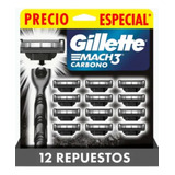 12 Repuestos Gillette Mach3 Carbono Oferta De Temporada !!!