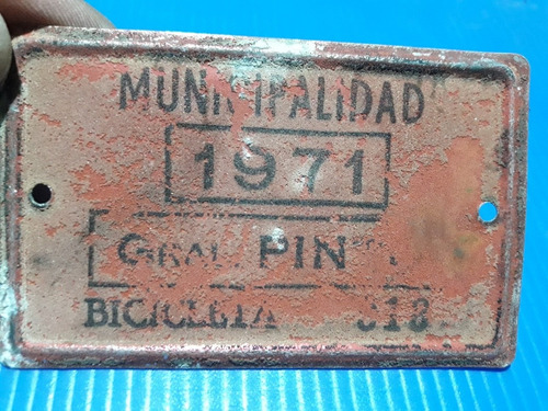 Antigua Patente Bicicleta General Pinto 1971 8x5cm