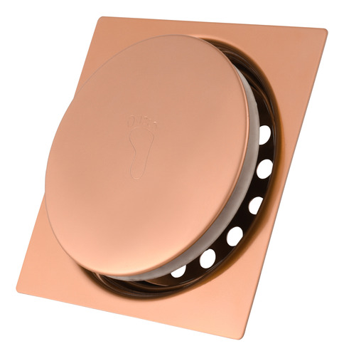 Ralo Click Inteligente 10cm Quadrado Banheiro Inox Rose Gold