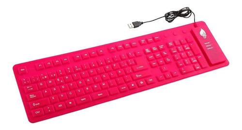 Teclado Para Pc Qwerty Green Leaf Flexible 18-8338 Color Del Teclado Rosa