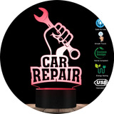 Lampara Acrílico Led Mecánico Carros Reparación Logo Detalle