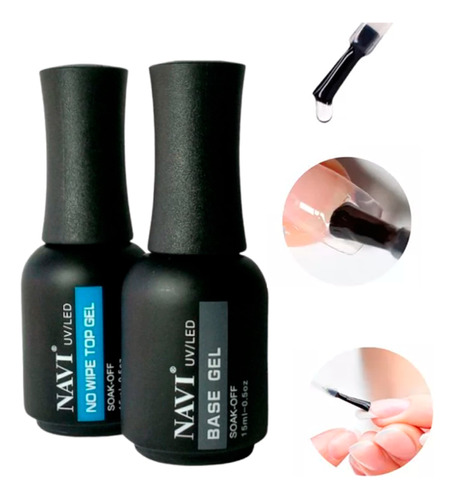 Kit Semipermanente Top Coat + Base Coat Navi 15ml Uv/led