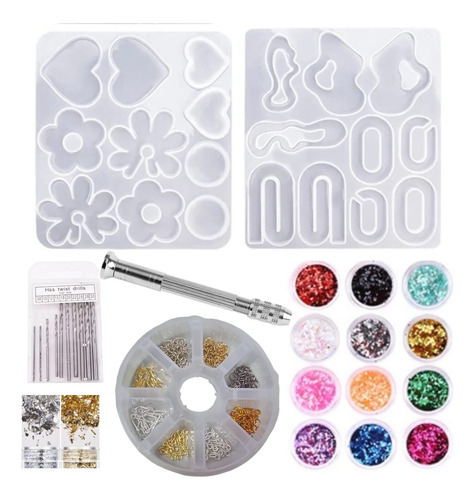 Pack De 2 Moldes Para Aros De Resina + Glitters, Broca Y Ac 