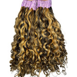 Cabelo Cacheado Morena Iluminada Humano Limpo 55cm 100gr