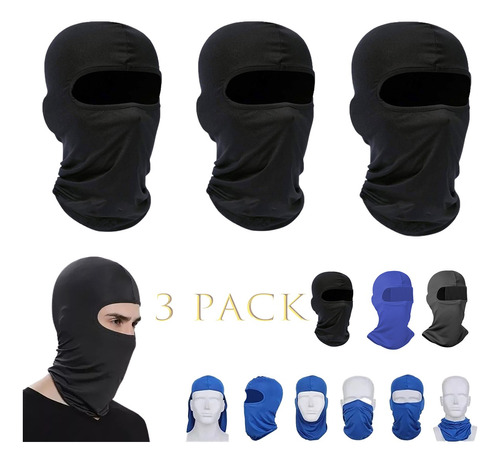 3 Pack Balaclava Full Pasamontañas Táctico Bandana Moto