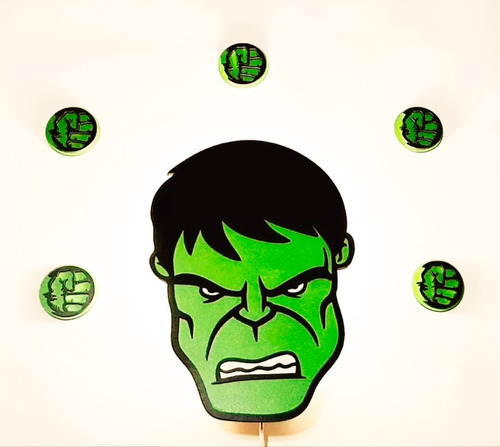 Lámpara Velador De Pared Super Héroes Hulk En Madera Mdf 