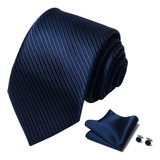 1 Set Corbata + Pañuelo + Mancuernillas Conjunto Para Hombre