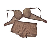 Conjunto Ropa Interior Brasier Copa Cachetero Marron Claro