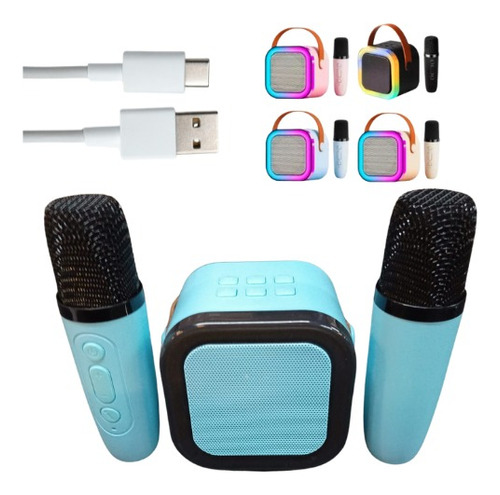 Bluetooth Caixinha De Som  Karaokê C/ 2 Microfones Infantil 