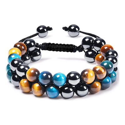 Fuezoiu Pulseras Hombre De Ojo Tigre Hematita Ajustable Joyeria Hombre Buena Suerte Pulsera | MercadoLibre