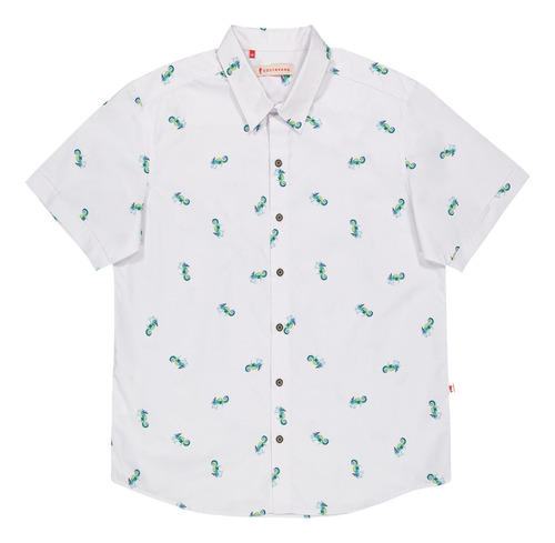 Camisa Hawaiana Hombre Manga Corta Casual Estampado Marino