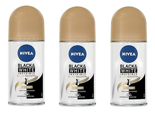(pack Of 3 Bottles) Nivea Invisible For Black & White Silky