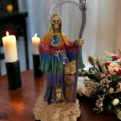 Estatua Santa Muerte 7 Potencias 40cm Resina Esotérica Arte Atilano | Meses sin interés