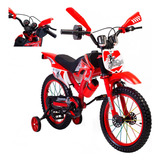 Aeiou Bicicleta Para Niños Moto Cross Rodado 12 Color Rojo