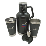 Kit Growler Cerveza Acero Inoxidable 1,9l 24hs Frio 2 Vasos 