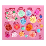 Molde Silicona X 21 Rosas Rositas Capullo Fondant Porcelana
